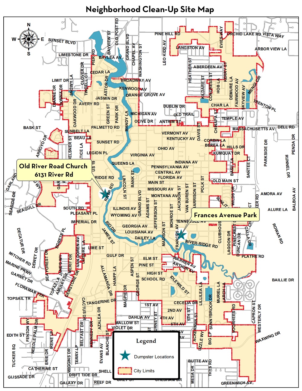 Neighborhood Clean Up Site Map 2020